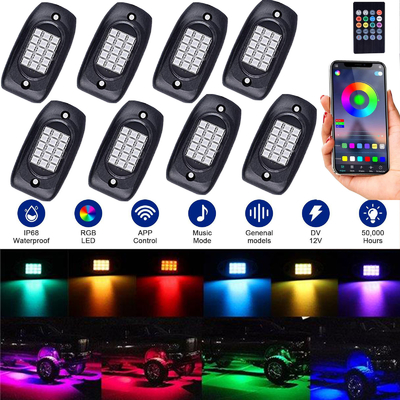 kopen Auto Praktische RGB LEIDENE Rots Lichte Uitrusting, 6000K Kleur Veranderende LEIDENE Rotslichten online vervaardiging