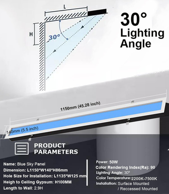 Dimmable LED plafondlichten Therapielamp met 2000LM Sky Blue natuurlijk licht en 50 watt uitgangsvermogen