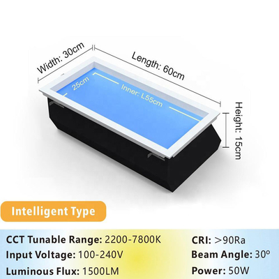 L600*W300*H150mm LED-luchtscherm voor plafondreservehoogte 300mm energiebesparende verlichting