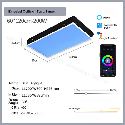 Smart Tuya Circadian Lighting LED Kunstmatig dakraam IP44 Waterdicht 2200K-7500K 30 graden verstelbaar