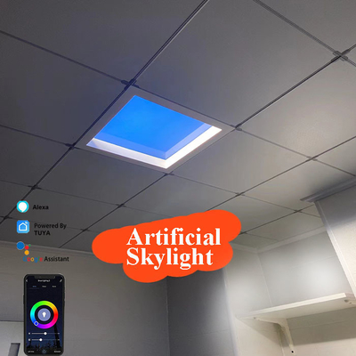 110V-240VAC Input Power Range LED Skylight Panel met Tuya WiFi BT Control en Plafondreserve Hoogte 350mm